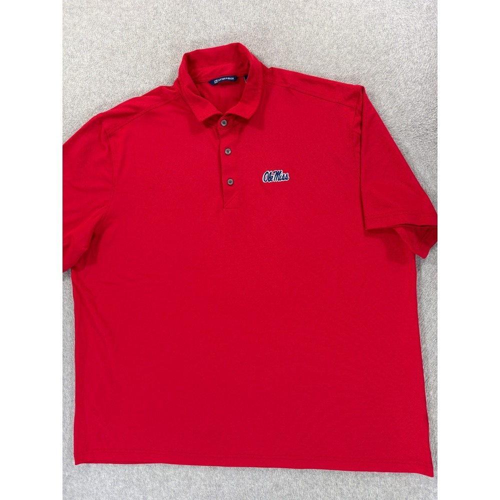 Cutter & Buck Ole Miss Rebels Stitched Logo Polo Shirt Mens 2XL Red NCAA